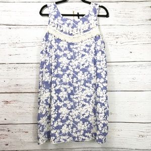 Kensie Blue Floral Dress w/ Tassel Details